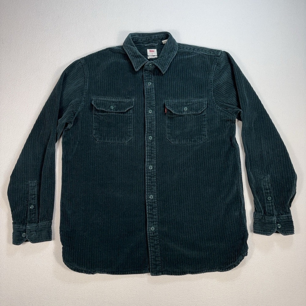Levi's Relaxed Corduroy Shacket Men's M Green 100% Cotton Pocket Button Up Shirt